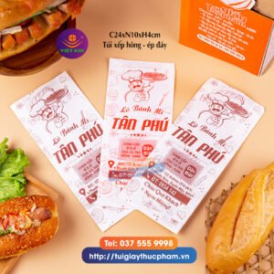 túi giấy bánh mì chả cá nóng