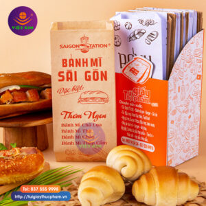 Túi giấy kraft đựng bánh mì in logo giá rẻ